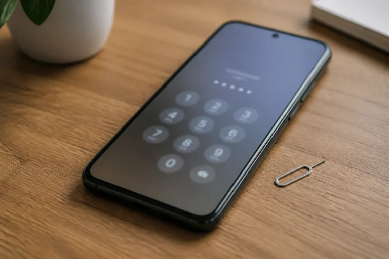 Smartphone affichant un clavier numérique pour saisir un code PIN