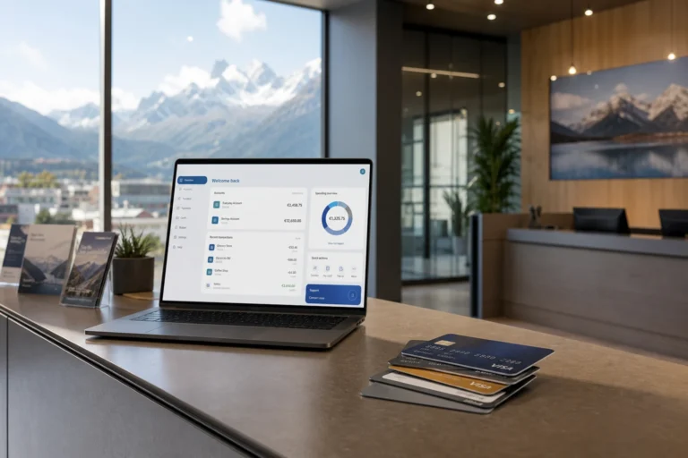 Agence bancaire avec carte bancaire et application mobile, région Rhône-Alpes